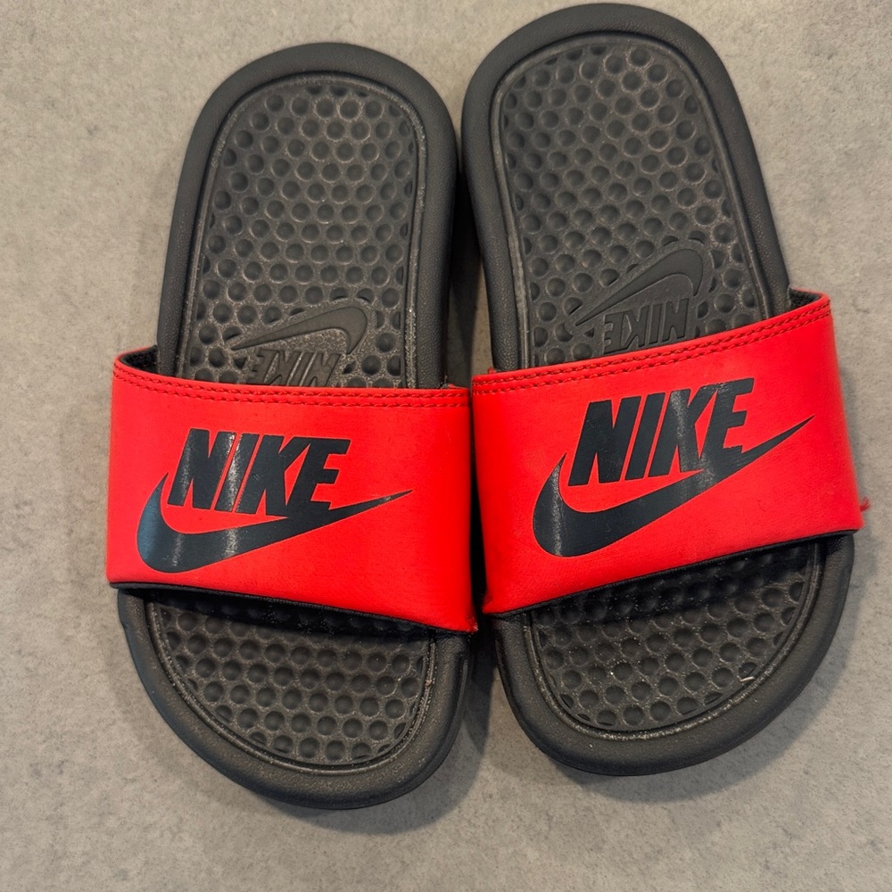 Nike Kids Black and Red Slide Sandals